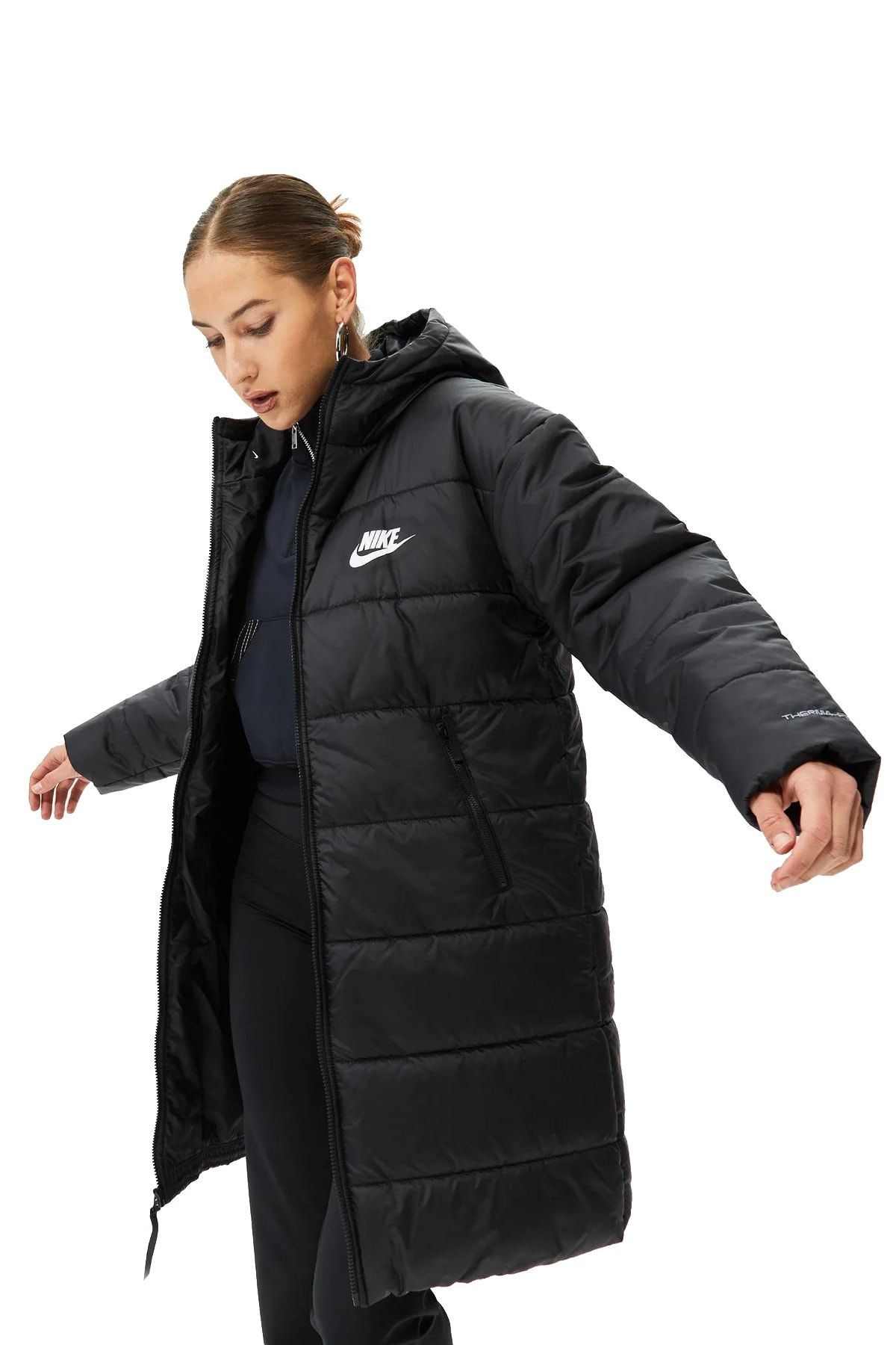 Sportswear Therma-fit Hoodie Parka Kadın Siyah Mont Bol Kesim Geniş Kalıp! Dx1798-010 Sportswear Therma-fit Hoodie Parka Kadın Siyah Mont Bol Kesim Geniş Kalıp! Dx1798-010