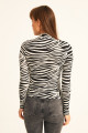 Kadın Siyah Beyaz Zebra Desen Dik Yaka Uzun Kollu Bluz Kadın Siyah Beyaz Zebra Desen Dik Yaka Uzun Kollu Bluz