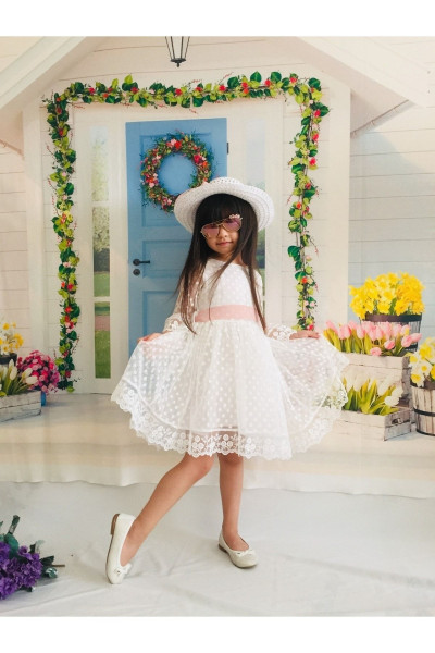 Kız Çocuk Şapkalı Güpürlü Dantelli Elbise Özel Gün Doğum Günü Elbisesi Kız Çocuk Şapkalı Güpürlü Dantelli Elbise Özel Gün Doğum Günü Elbisesi