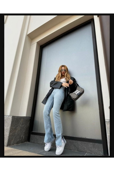 Wendey Power Likralı Kadın Buz Kar Yüksek Bel Yandan Yırtmaçlı Kot Pantolon Wendey Power Likralı Kadın Buz Kar Yüksek Bel Yandan Yırtmaçlı Kot Pantolon