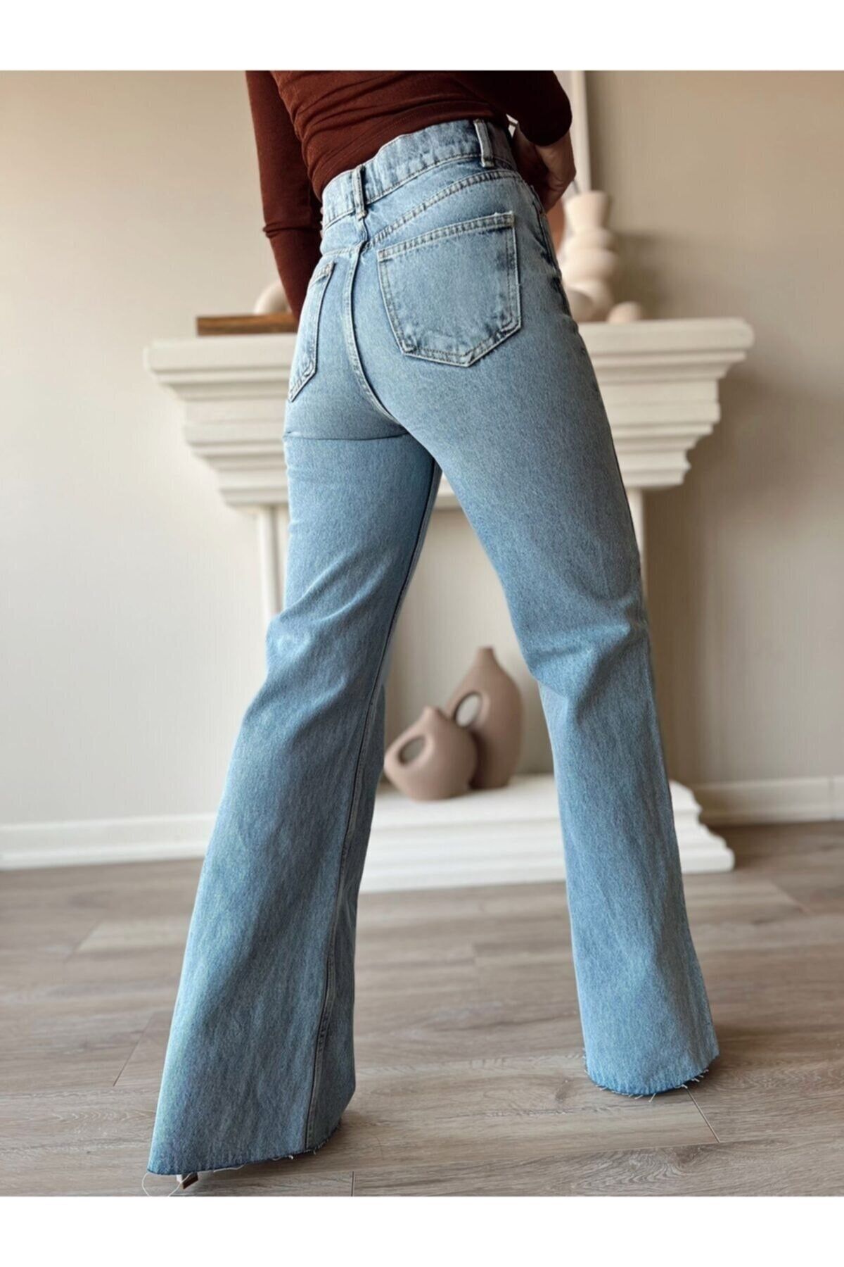 Twin Kar Yıkama Mavi Likralı Süper Yüksek Bel Salaş Jeans Palazzo Pantolon (wide Leg) Twin Kar Yıkama Mavi Likralı Süper Yüksek Bel Salaş Jeans Palazzo Pantolon (wide Leg)