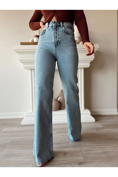 Twin Kar Yıkama Mavi Likralı Süper Yüksek Bel Salaş Jeans Palazzo Pantolon (wide Leg) Twin Kar Yıkama Mavi Likralı Süper Yüksek Bel Salaş Jeans Palazzo Pantolon (wide Leg)