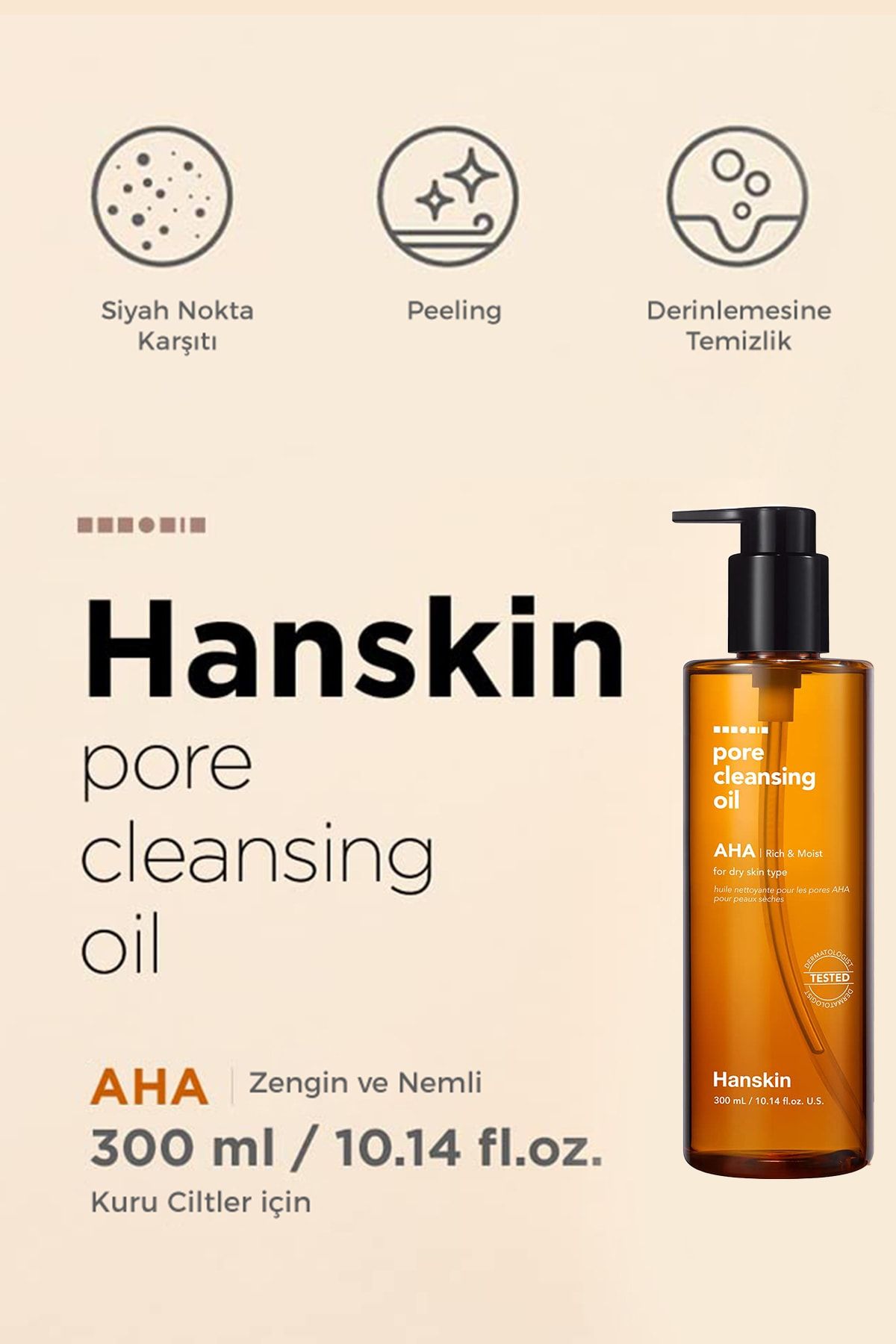 Pore Cleansing Oil Aha - Kuru Ciltler Için Gözenek Ve Makyaj Temizleme Yağı [ 300 ml ]