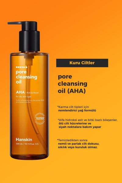Pore Cleansing Oil Aha - Kuru Ciltler Için Gözenek Ve Makyaj Temizleme Yağı [ 300 ml ]