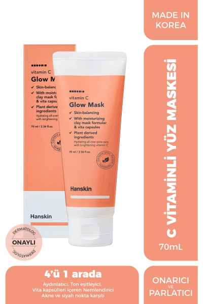 Vitamin C Glow Mask-c Vitaminli Aydınlatıcı Maske(SİYAH NOKTA/AKNE KARŞITI/NEMLENDİRİCİ)70ml Vitamin C Glow Mask-c Vitaminli Aydınlatıcı Maske(SİYAH NOKTA/AKNE KARŞITI/NEMLENDİRİCİ)70ml
