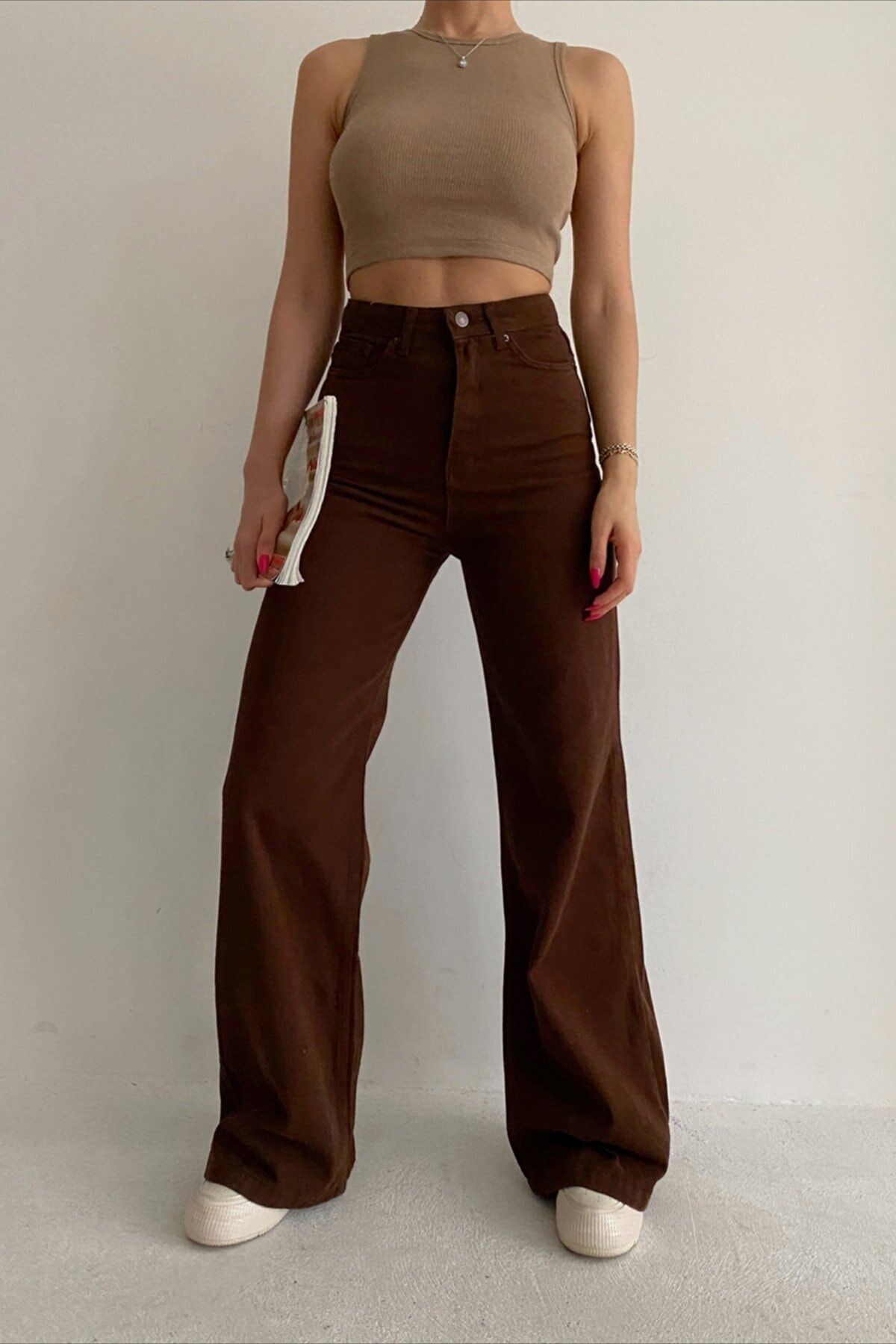 Scool Kahverengi Likralı Süper Yüksek Bel Salaş Jean Pantolon. (süper Yüksek.) Wide Leg. Scool Kahverengi Likralı Süper Yüksek Bel Salaş Jean Pantolon. (süper Yüksek.) Wide Leg.