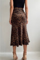 Leopar Desen Saten Midi Boy Kahverengi Etek Leopar Desen Saten Midi Boy Kahverengi Etek