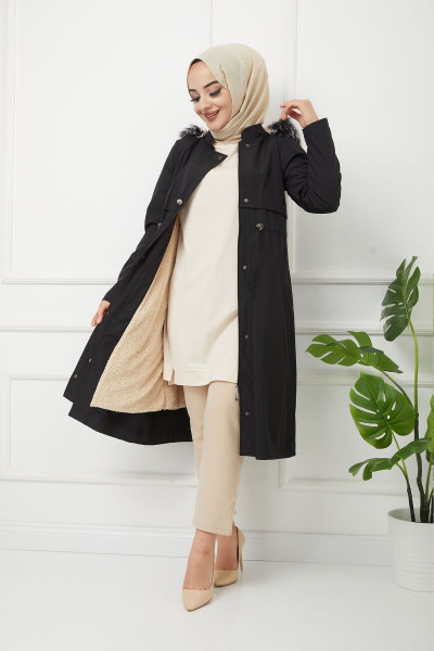 Water Prof Siyah İçi Kürklü Kışlık Battal Mevsimlik Mont & Kaban Water Prof Siyah İçi Kürklü Kışlık Battal Mevsimlik Mont & Kaban