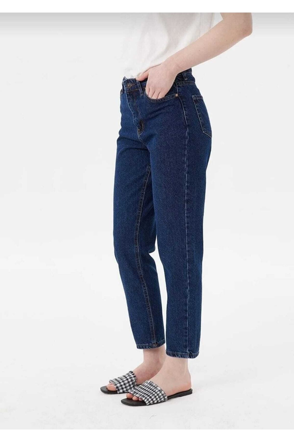 Ngbutika Koyu Mavi Mom Jeans Likralı Yüksek Bel Mom Kot Pantolon Ekstra Esnek Ngbutika Koyu Mavi Mom Jeans Likralı Yüksek Bel Mom Kot Pantolon Ekstra Esnek