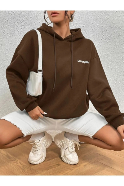 Kahverengi Oversize Kapüşonlu Sweatshirt Kahverengi Oversize Kapüşonlu Sweatshirt