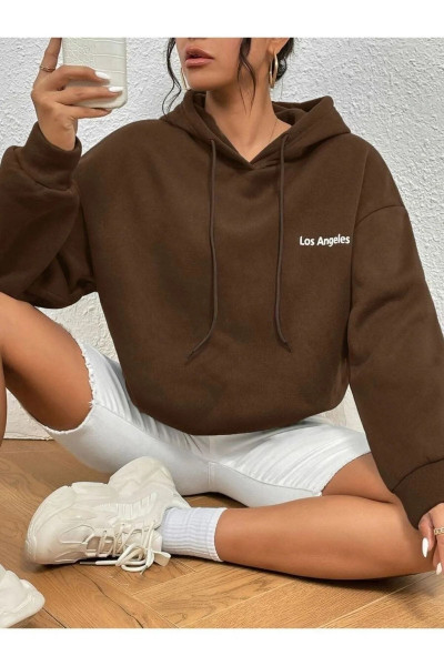 Kahverengi Oversize Kapüşonlu Sweatshirt Kahverengi Oversize Kapüşonlu Sweatshirt
