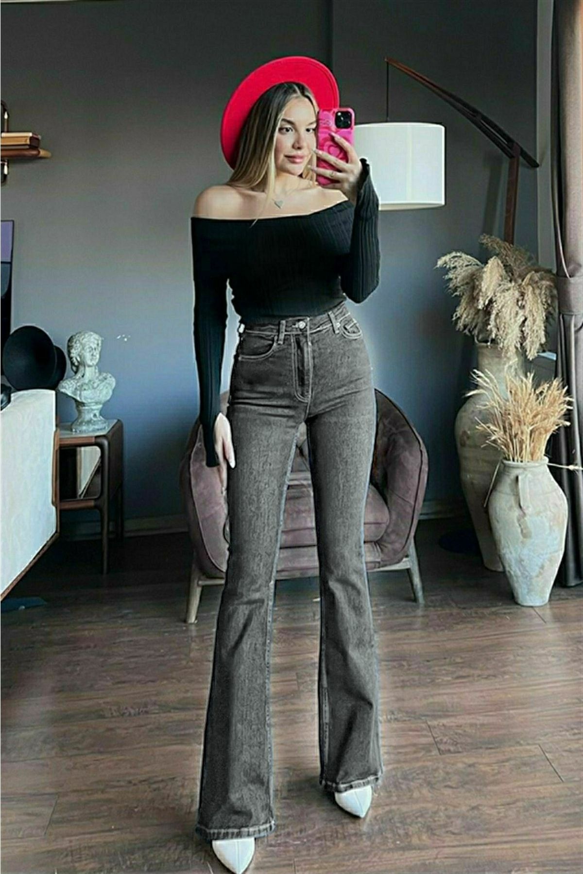 Kayla's Flare Füme Ispanyol Paça Kot Pantolon Yüksek Bel Flare Jeans Toparlayıcı Extra Rahat Kayla's Flare Füme Ispanyol Paça Kot Pantolon Yüksek Bel Flare Jeans Toparlayıcı Extra Rahat