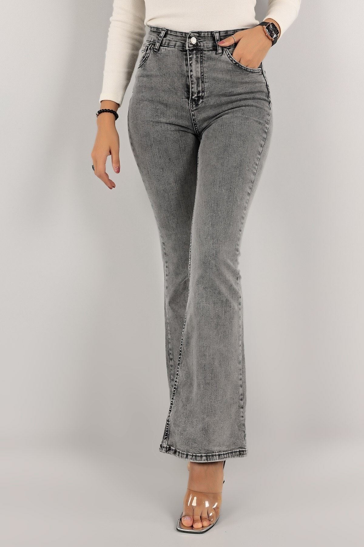 Kayla's Flare Füme Ispanyol Paça Kot Pantolon Yüksek Bel Flare Jeans Toparlayıcı Extra Rahat Kayla's Flare Füme Ispanyol Paça Kot Pantolon Yüksek Bel Flare Jeans Toparlayıcı Extra Rahat