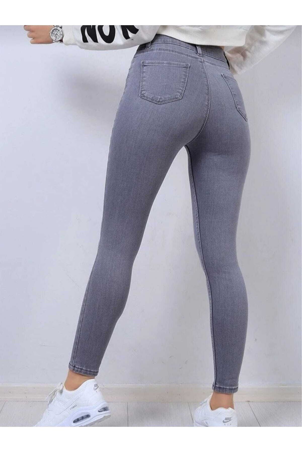 Ngbutika Süper Skinny Solmaz Likralı Gri Jeans Pantolon Ngbutika Süper Skinny Solmaz Likralı Gri Jeans Pantolon