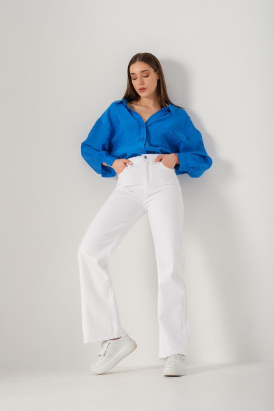 Mary Beyaz Power Likralı Süper Yüksek Bel Salaş Jeans Palazzo Pantolon (WİDE LEG) Mary Beyaz Power Likralı Süper Yüksek Bel Salaş Jeans Palazzo Pantolon (WİDE LEG)
