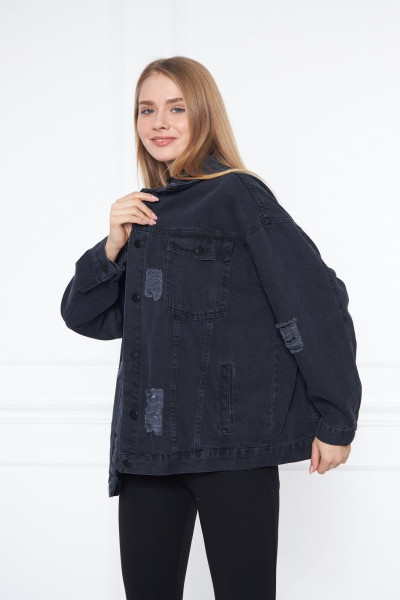 Oversize Yıpratma Detaylı Kot Ceket Oversize Yıpratma Detaylı Kot Ceket