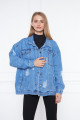 Oversize Yıpratma Detaylı Kot Ceket Oversize Yıpratma Detaylı Kot Ceket