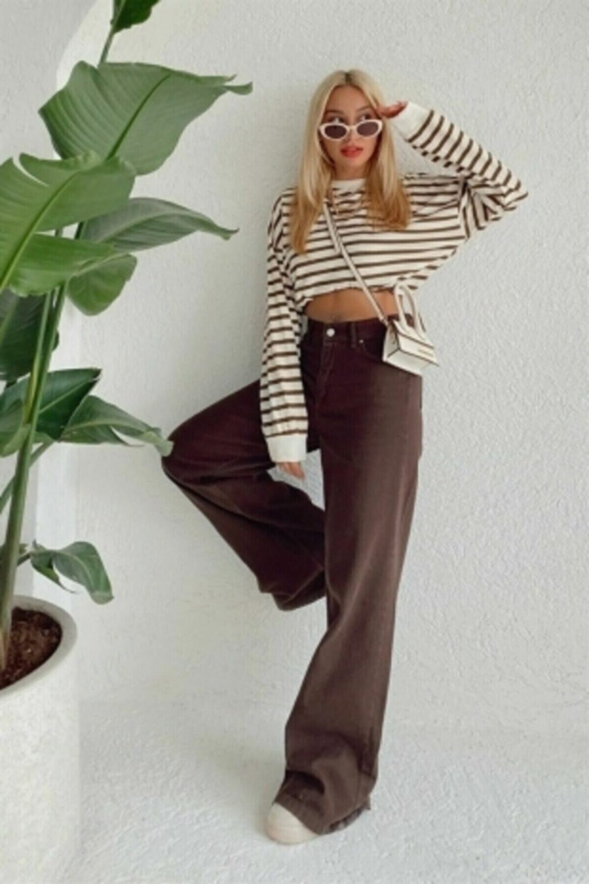 My Kahverengi Likralı Süper Yüksek Bel Salaş Jeans Palazzo Pantolon. (SÜPER YÜKSEK) Wide Leg My Kahverengi Likralı Süper Yüksek Bel Salaş Jeans Palazzo Pantolon. (SÜPER YÜKSEK) Wide Leg