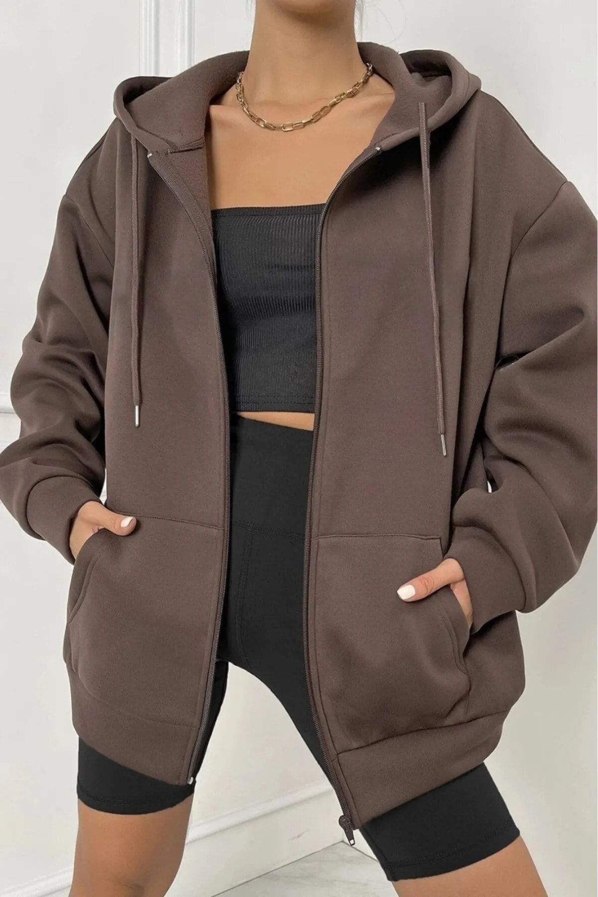 Unisex Kahverengi Oversize Hırka Unisex Kahverengi Oversize Hırka