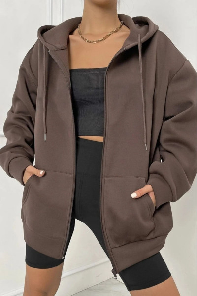 Unisex Kahverengi Oversize Hırka Unisex Kahverengi Oversize Hırka