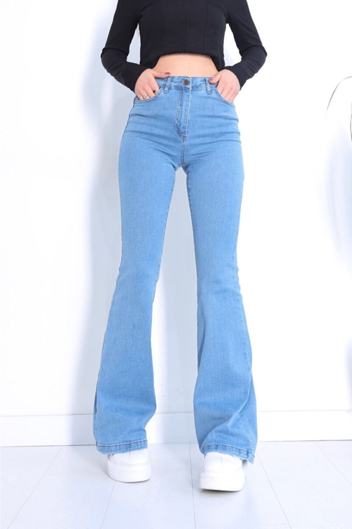 Lina Tall Flare Açık Mavi Ispanyol Jean Kot Pantolon Lina Tall Flare Açık Mavi Ispanyol Jean Kot Pantolon