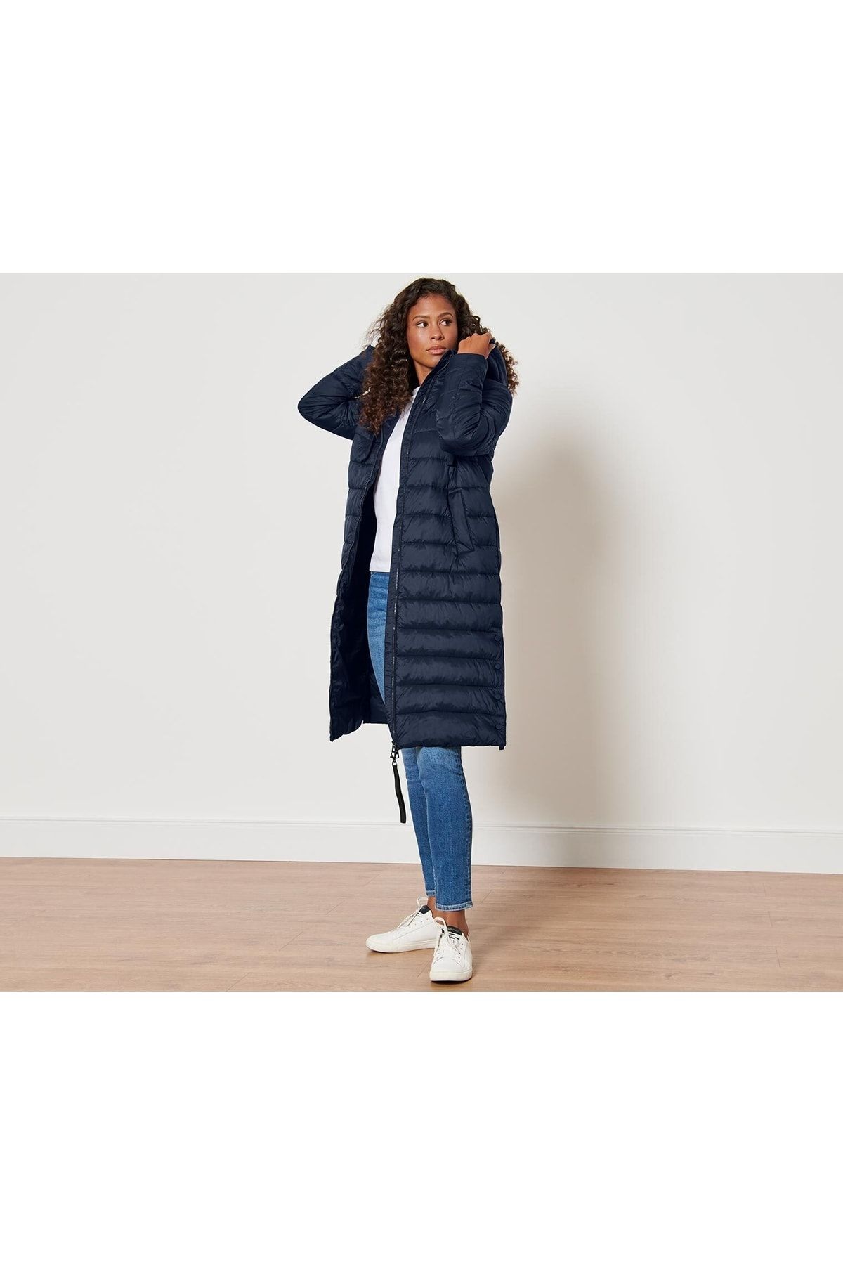 Kapüşonlu Kapitone Manto, Lacivert Kapüşonlu Kapitone Manto, Lacivert