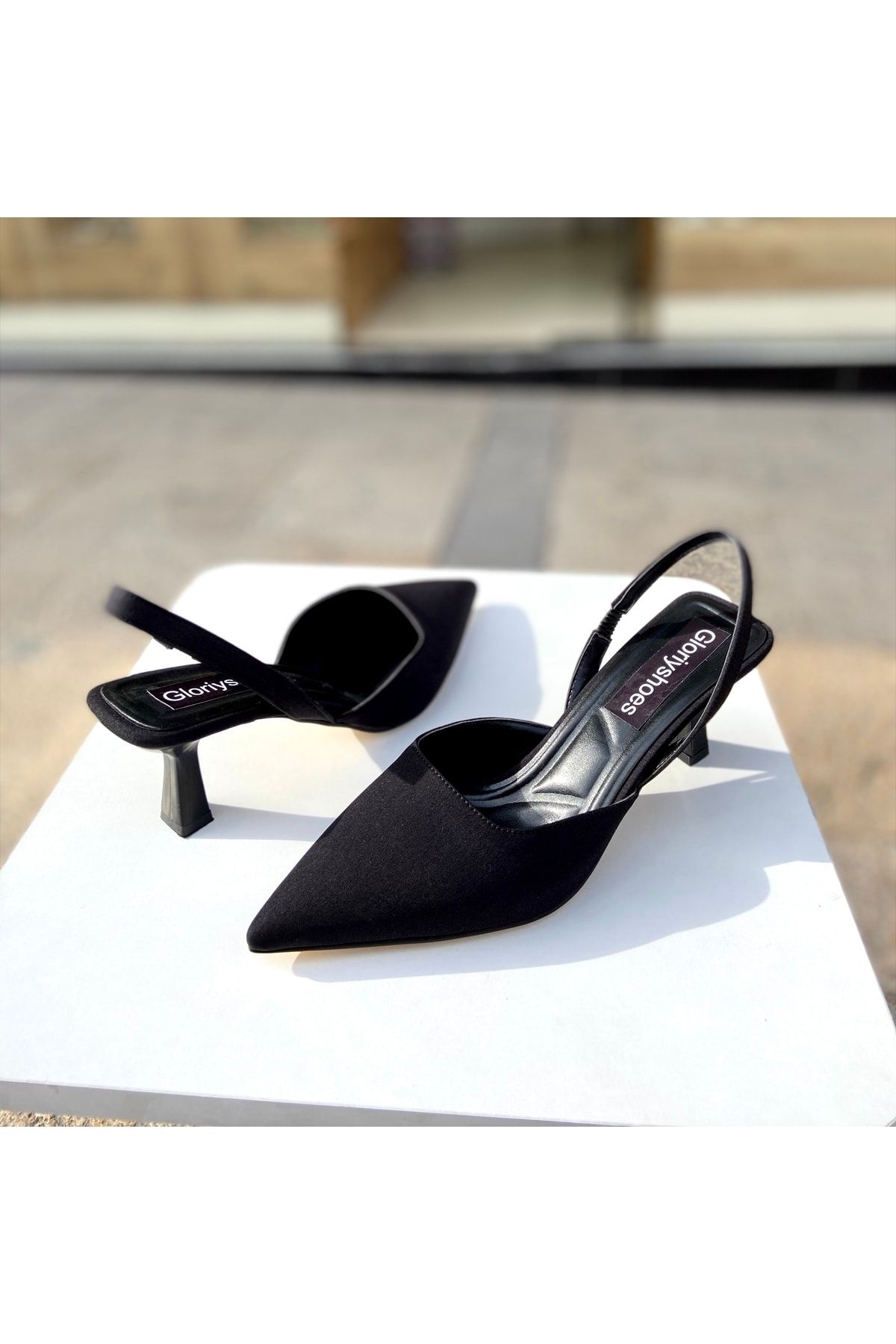 Siyah Saten 5 Cm Topuklu Ayakkabı 0430 Siyah Saten 5 Cm Topuklu Ayakkabı 0430