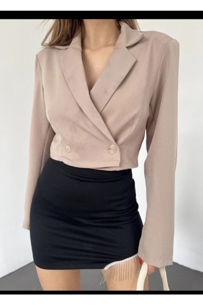 Kadın Uzun Kollu V Yaka Iki Düğmeli Dabıl Ceket