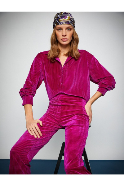 Melis Ağazat X - Relax Fit Fitilli Kadife Gömlek