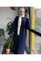 Oversize Bol Kesim Yarım Balıkçı Yaka Fitilli Triko Tesettür Elbise 38-44 Beden Arası Oversize Bol Kesim Yarım Balıkçı Yaka Fitilli Triko Tesettür Elbise 38-44 Beden Arası