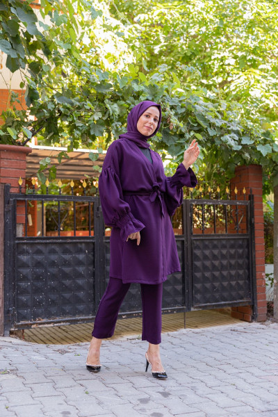 Kolları Büzgülü Tesettür Kadın Ikili Takım