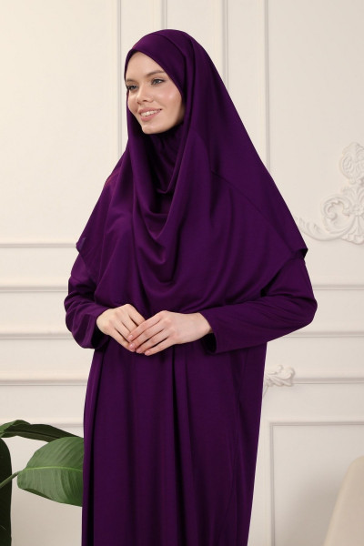 Mürdüm Tek Parça Kolay Kullanımlı Kendiliğinden Başörtülü Namaz Elbisesi Mürdüm Tek Parça Kolay Kullanımlı Kendiliğinden Başörtülü Namaz Elbisesi