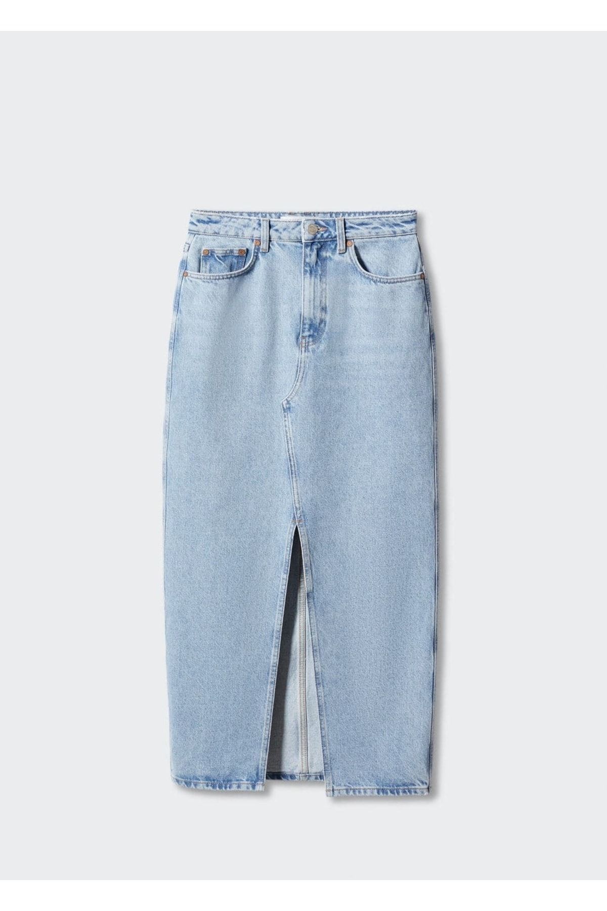 Yırtmaçlı Denim Etek Yırtmaçlı Denim Etek