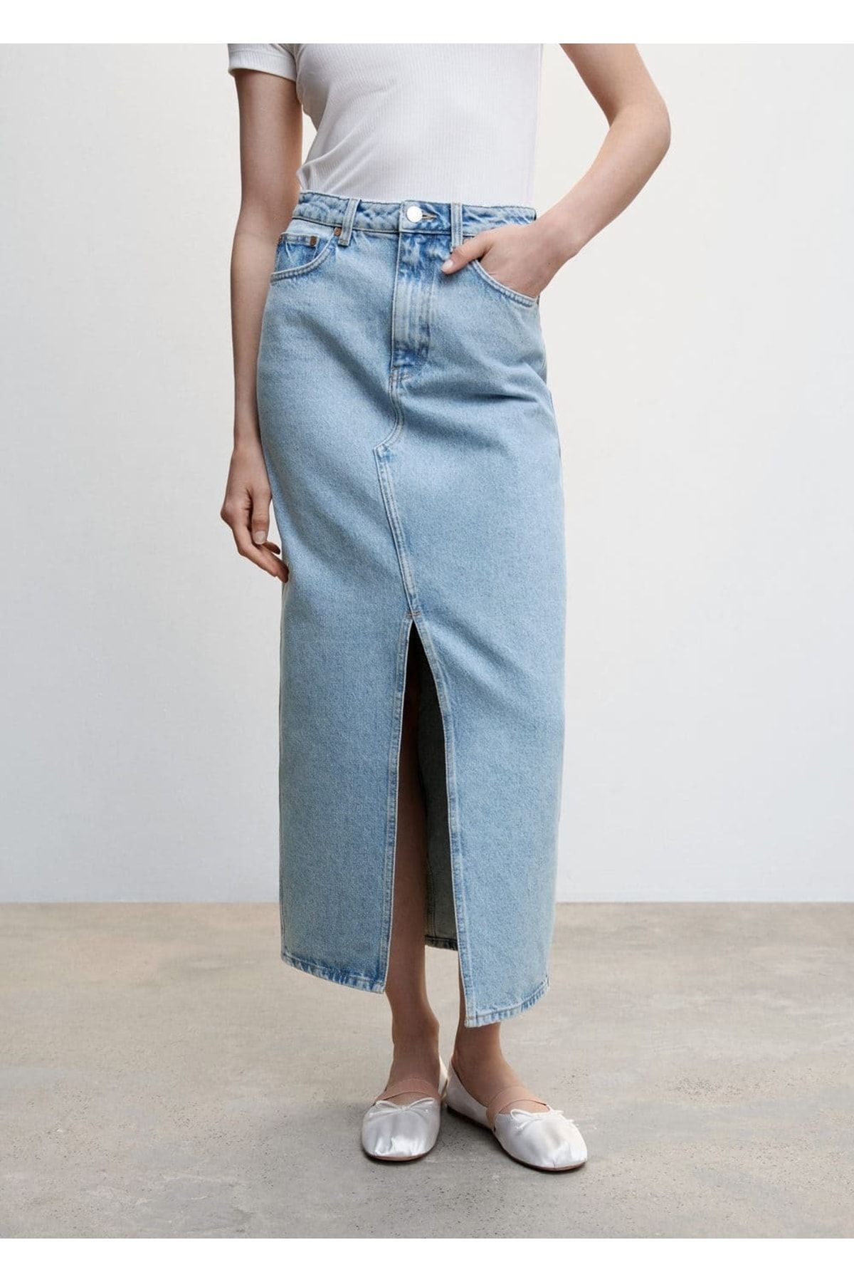 Yırtmaçlı Denim Etek Yırtmaçlı Denim Etek