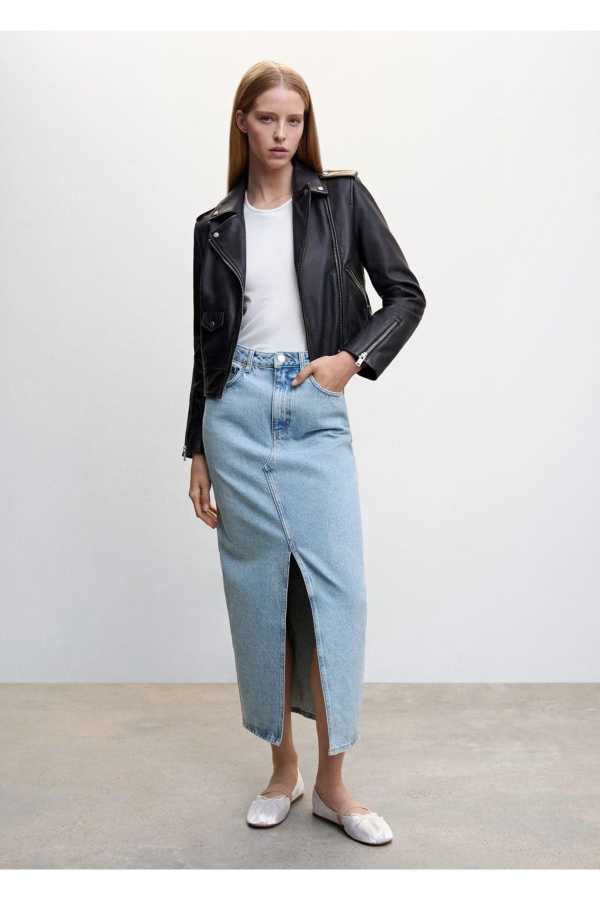 Yırtmaçlı Denim Etek Yırtmaçlı Denim Etek