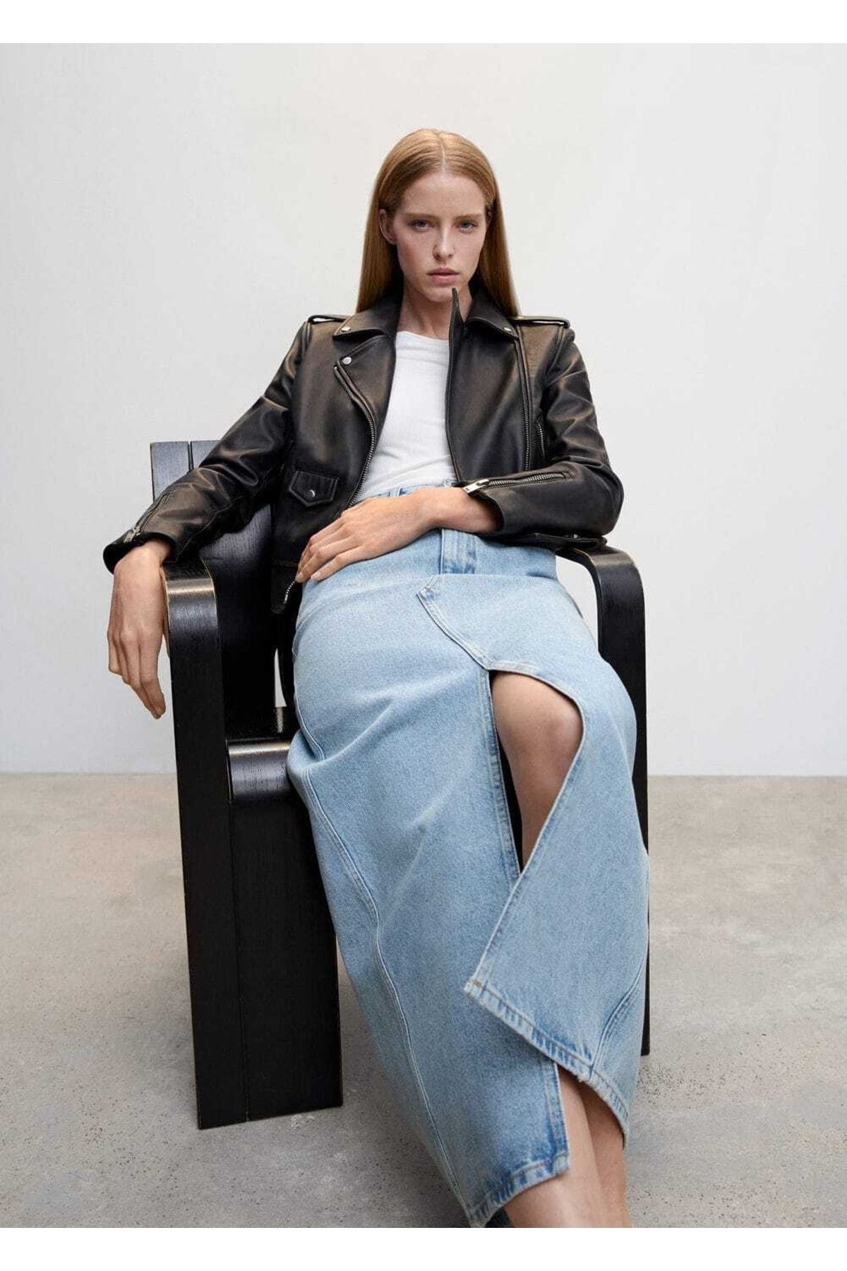 Yırtmaçlı Denim Etek Yırtmaçlı Denim Etek