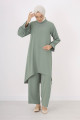 Krep Uzun Tunik-pantalon Takım Çağla 8110 Krep Uzun Tunik-pantalon Takım Çağla 8110