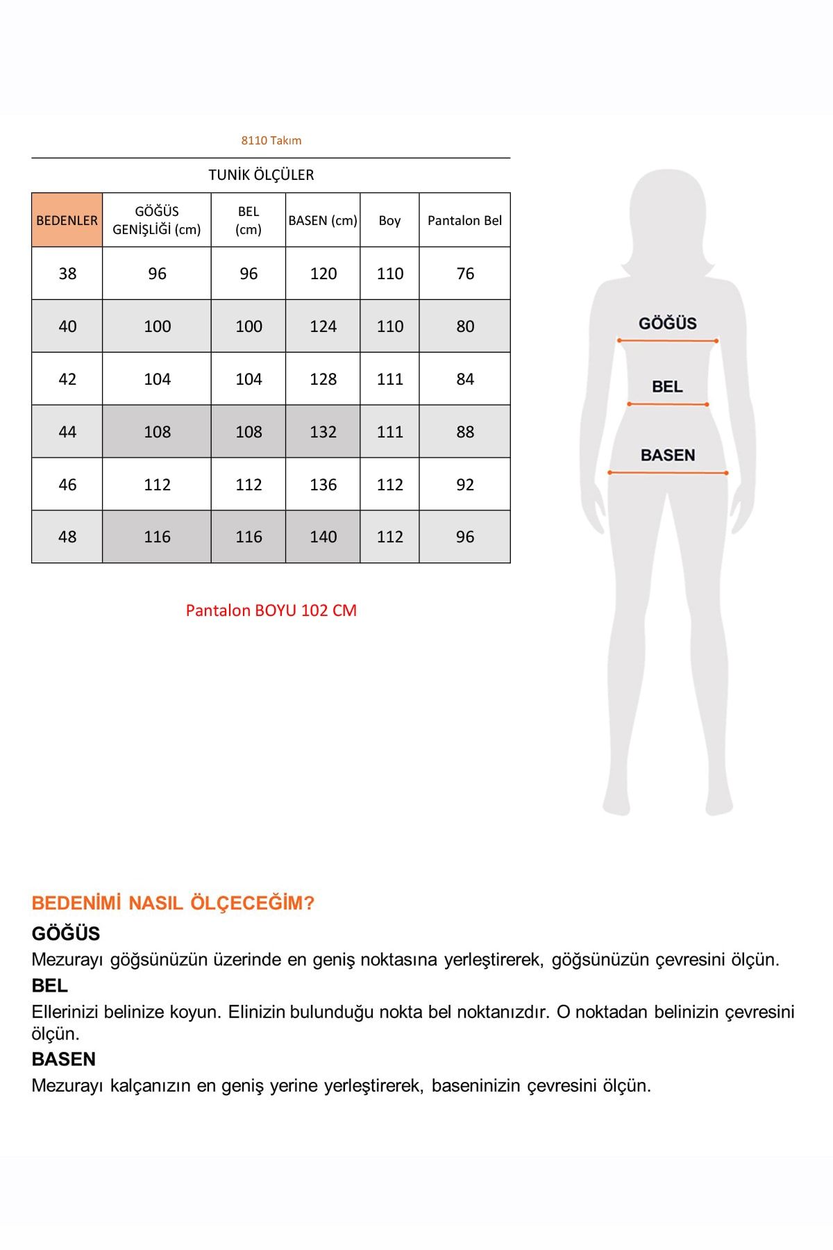 Krep Uzun Tunik-pantalon Takım Çağla 8110 Krep Uzun Tunik-pantalon Takım Çağla 8110