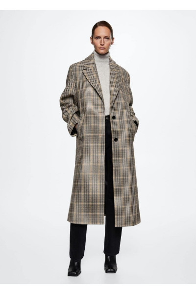 Kazayağı Desenli Yün Palto