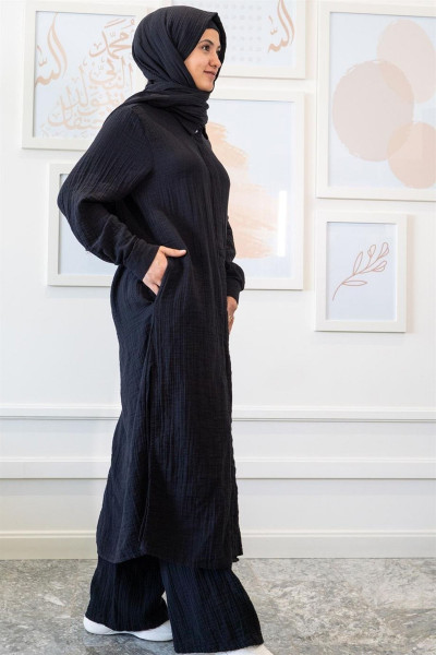 Ravi Müslin Kadın Hac & Umre Takım Siyah Ravi Müslin Kadın Hac & Umre Takım Siyah