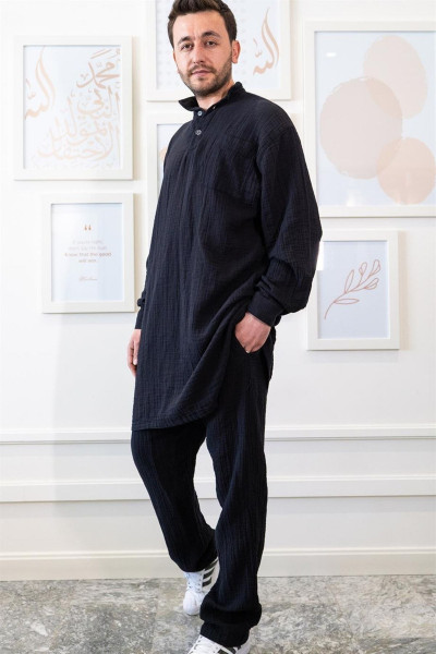 Ravi Müslin Erkek Hac & Umre Takım Siyah