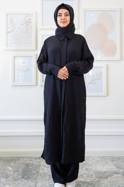 Ravi Müslin Kadın Hac & Umre Takım Siyah