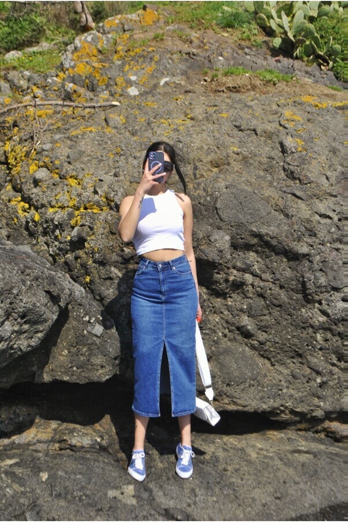 Zra Marka Model Denim Önden Yırtmaçlı Uzun Etek Lacivert Zra Marka Model Denim Önden Yırtmaçlı Uzun Etek Lacivert