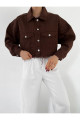 Trend Kahve Crop Kot Ceket Trend Kahve Crop Kot Ceket