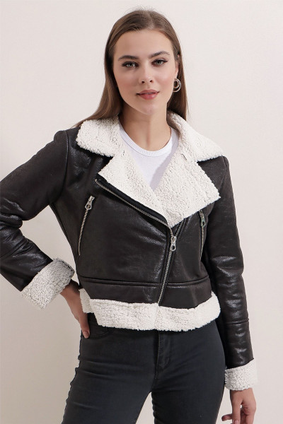 Kadın Peluş Detaylı Süet Mont P22w110-5515 Kadın Peluş Detaylı Süet Mont P22w110-5515