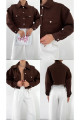 Trend Kahve Crop Kot Ceket Trend Kahve Crop Kot Ceket