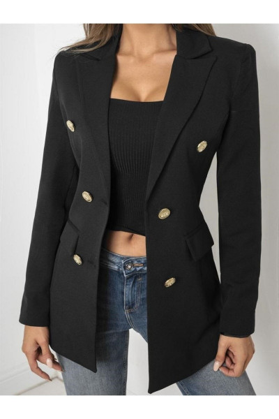 Sahte Cepli Kırlangıç Yaka Astarlı Düğmeli Blazer Ceket Sahte Cepli Kırlangıç Yaka Astarlı Düğmeli Blazer Ceket