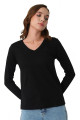 Kadın Uzun Kollu V Yaka Basic Pamuklu Örme T-shirt Kadın Uzun Kollu V Yaka Basic Pamuklu Örme T-shirt