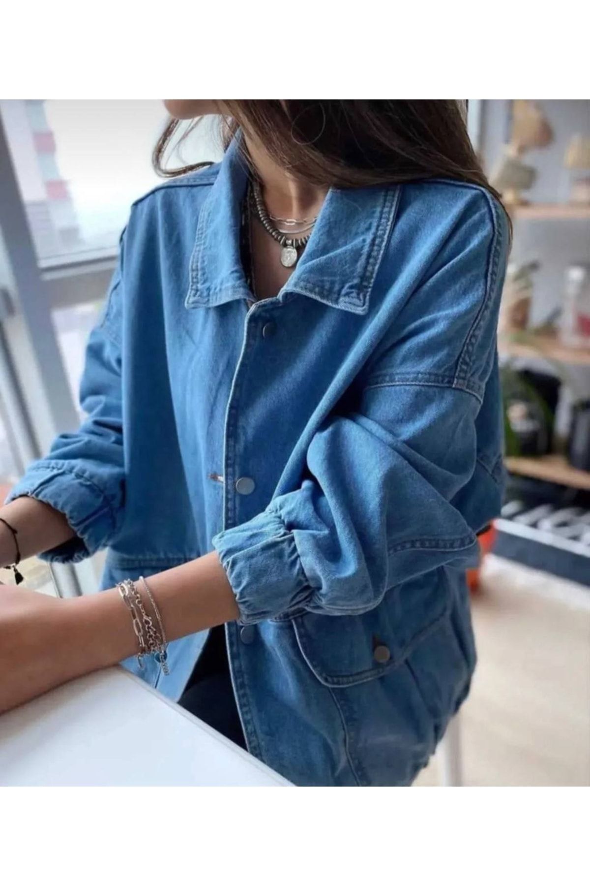 Kadın Oversize Kot Ceket