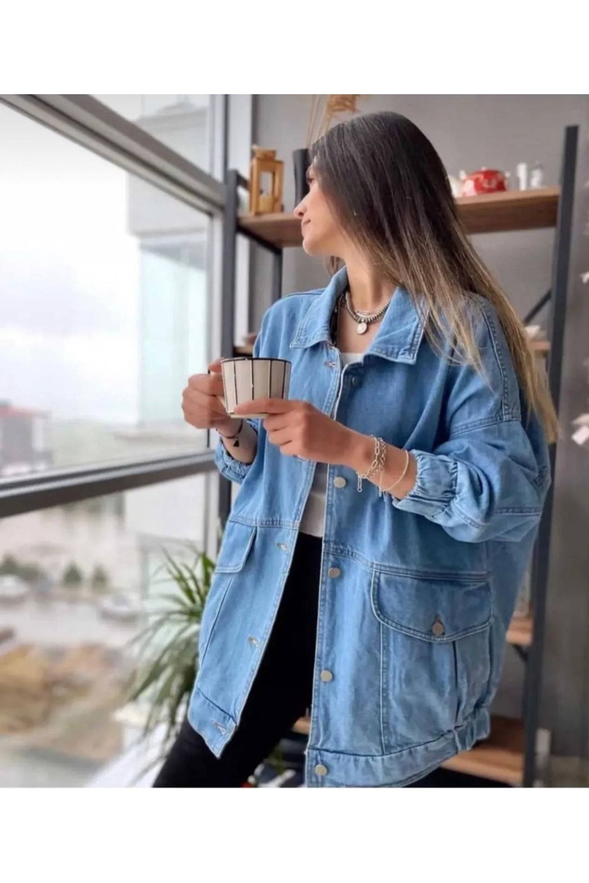 Kadın Oversize Kot Ceket